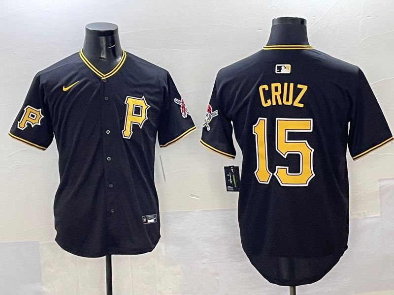 Men Pittsburgh Pirates #15 Cruz Black Game 2025 Nike MLB Jersey style 5